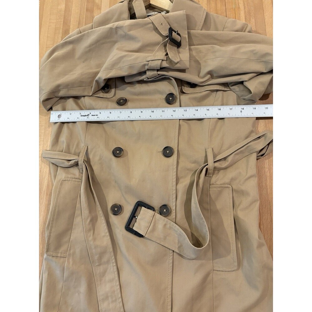J. Crew Trench Coat Tan Khaki Double Breasted Belted Size 10 Classic Old Money - Picture 5 of 6